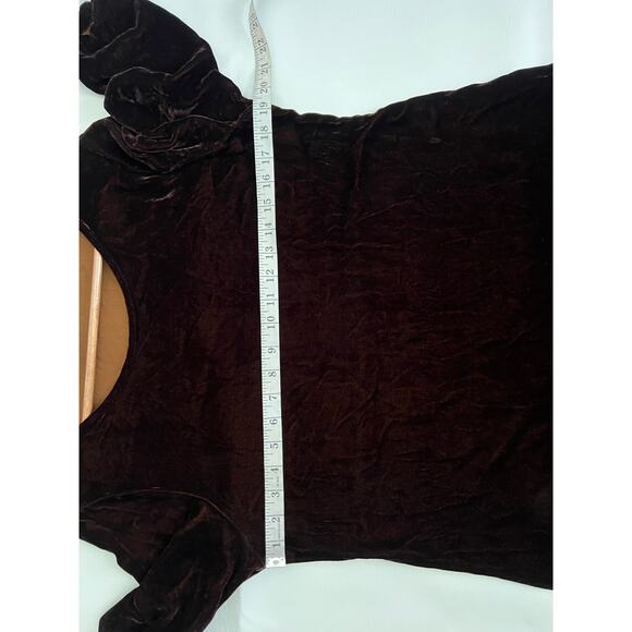 Cut Loose Velvet Silk Blend Tunic 3/4 Sleeve brown reddish color Small grunge - Picture 8 of 8
